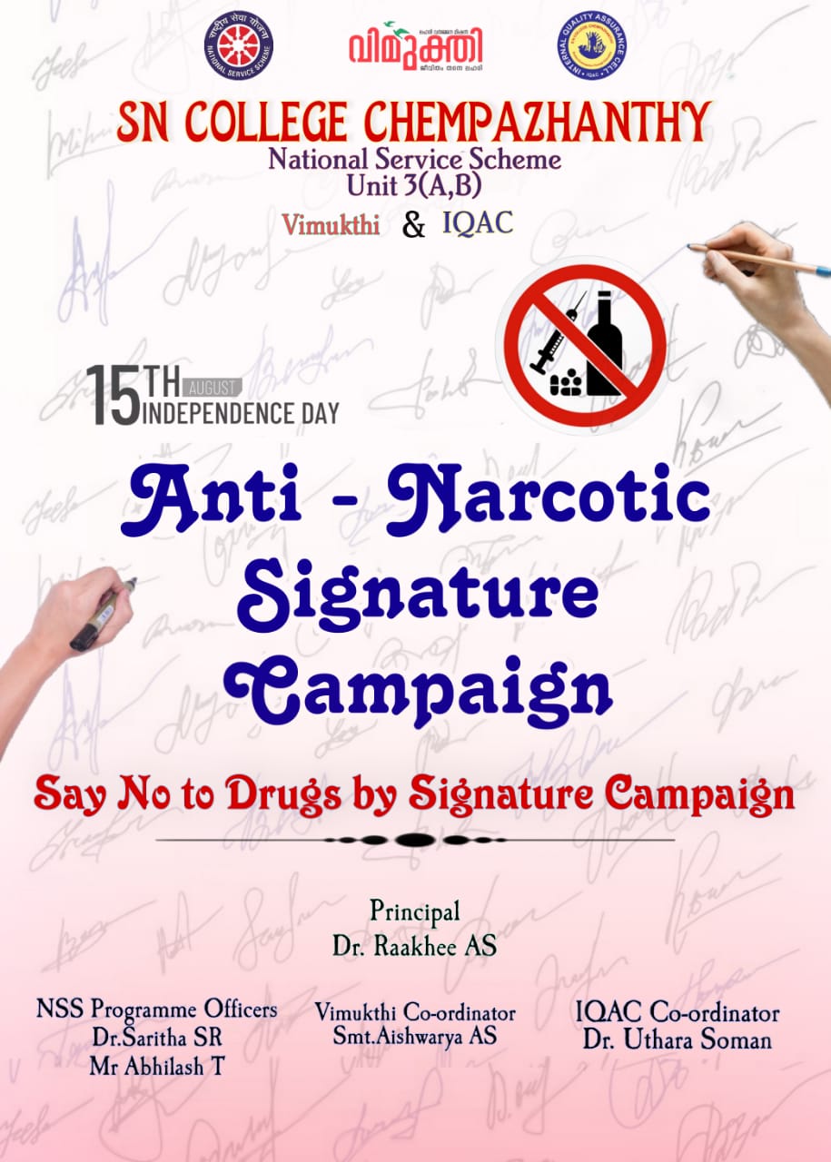 Vimukthi Program- signature campaign and pledge	on August 15, 2022